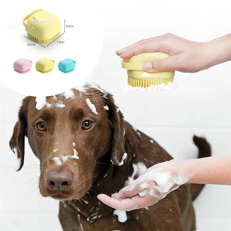 Silicone pet bath brush used during washing