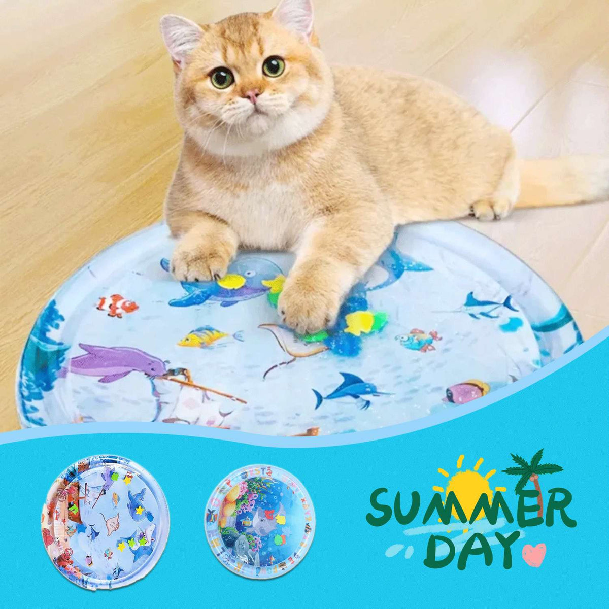 LAJVERO cooling pet water mat with cat